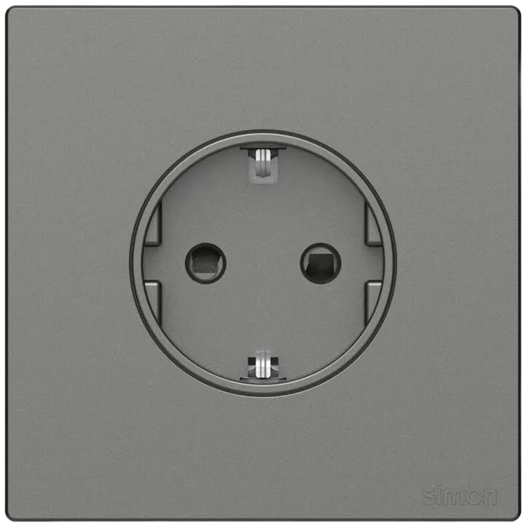 Bộ Ổ Cắm Schuko Vuông Màu Xám Simon S6 581687-61