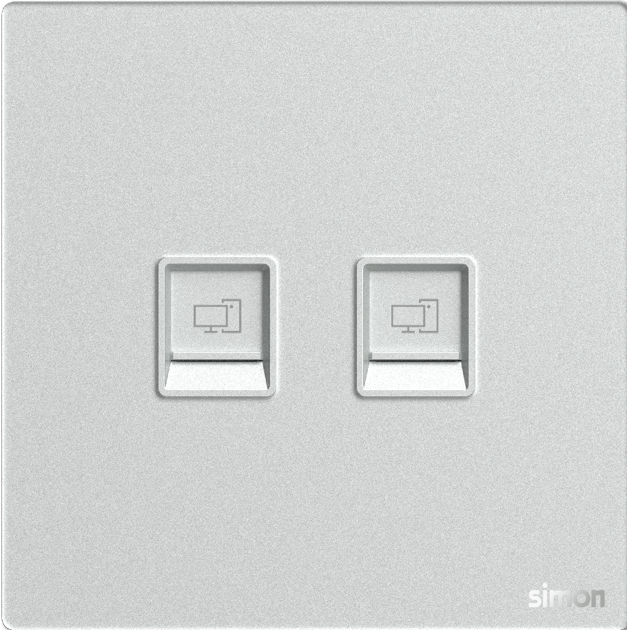 Ổ Cắm Mạng Đôi Cat6 Simon M7 Gem Màu Bạc - 665228G-4E
