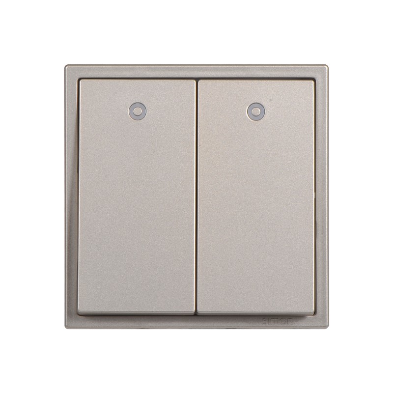 Module Công Tắc Đôi 1 Chiều Vuông Màu Sâm Panh Có Đèn LED Simon i7 - 701023-46