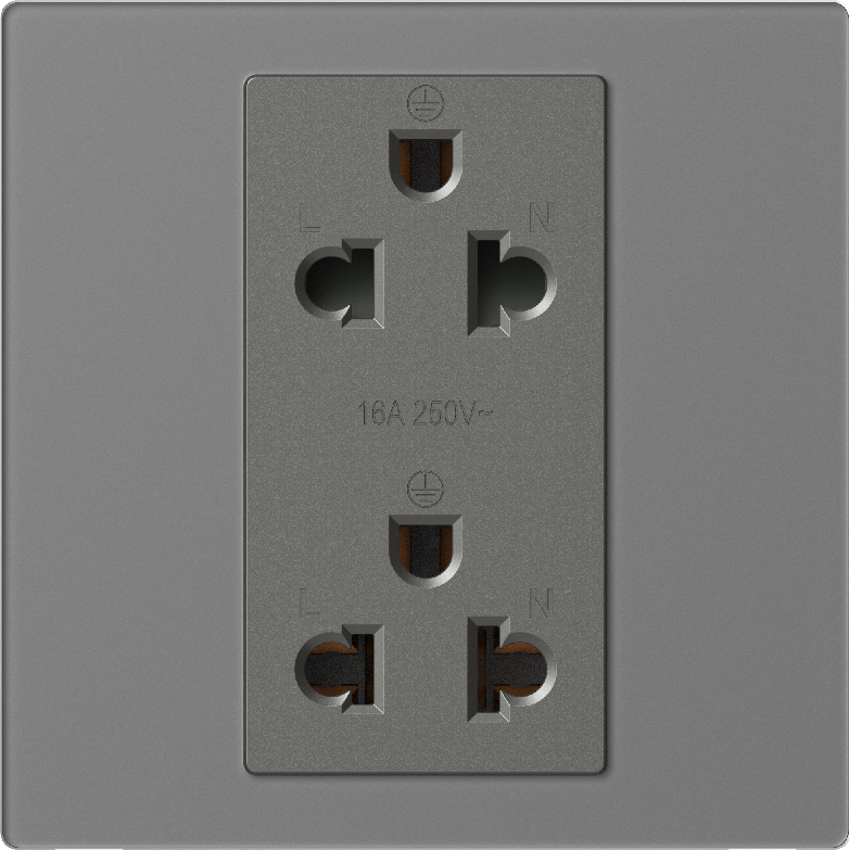 Ổ Cắm Đôi 3 Chấu Đa Năng Vuông Simon M7 Gem Màu Xám - 661287G-4D