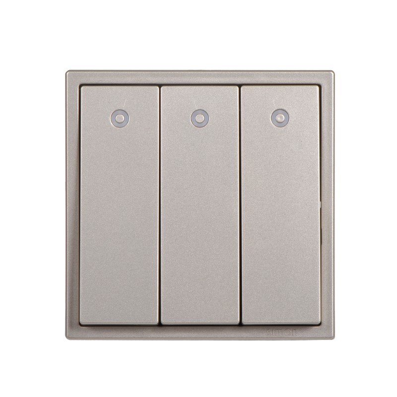 Module Công Tắc Ba 1 Chiều Vuông Màu Sâm Panh Có Đèn Led Simon I7 - 701033-46