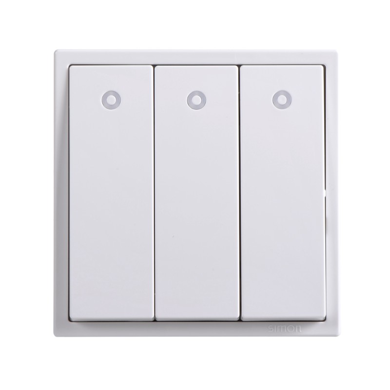 Module Công Tắc Ba 1 Chiều Vuông Màu Trắng Có Đèn Led Simon I7 - 701033