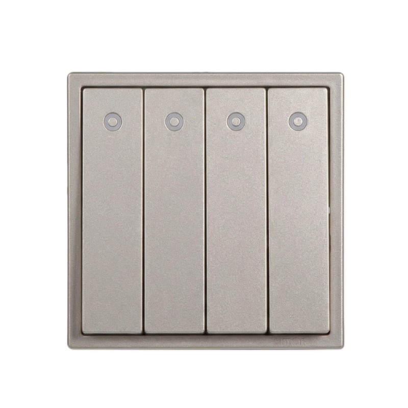 Module Công Tắc Bốn 1 Chiều Vuông Màu Sâm Panh Có Đèn Led Simon I7 - 701043-46