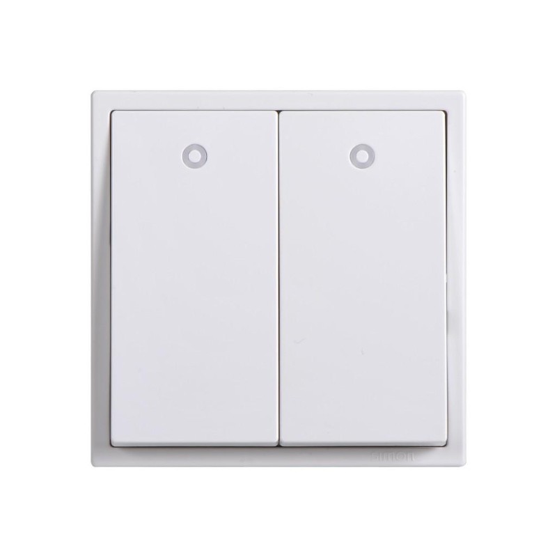 Module Công Tắc Đôi 1 Chiều Vuông Có Đèn Led Màu Trắng Simon I7 - 701023