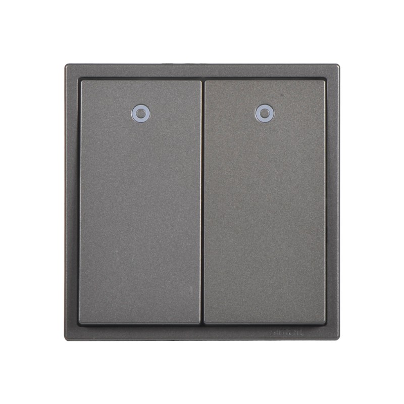 Module Công Tắc Đôi 1 Chiều Vuông Màu Xám Có Đèn LED Simon i7 - 701023-61