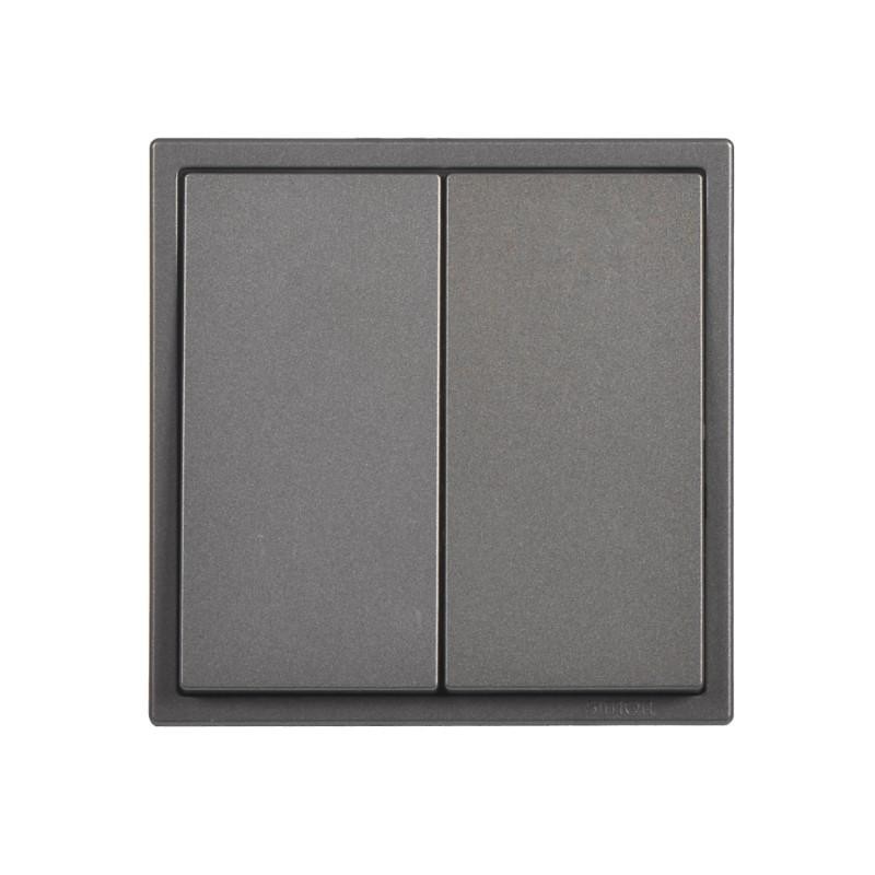 Module Công Tắc Đôi 1 Chiều Vuông Màu Xám Simon I7 - 701021-61
