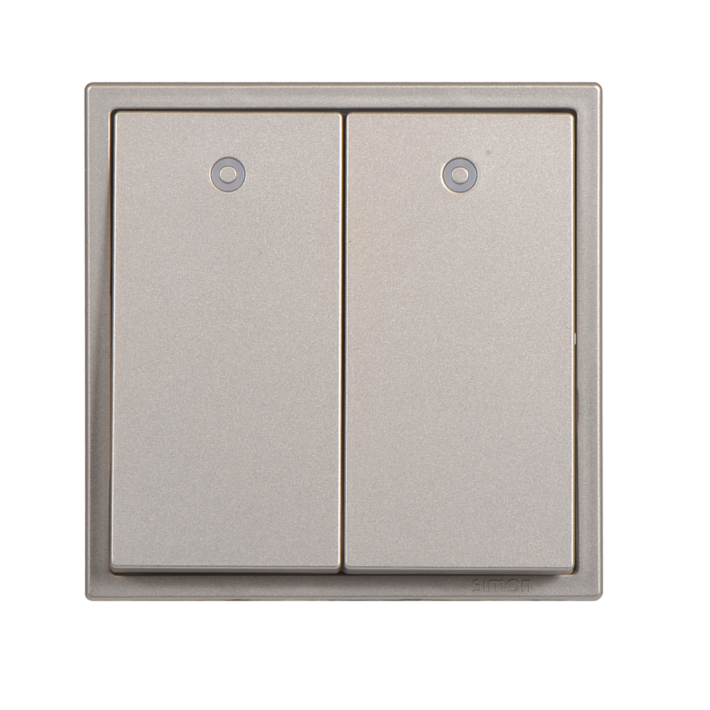 Module Công Tắc Đôi 2 Chiều Vuông Màu Sâm Panh Có Đèn Led Simon I7 - 701024-46