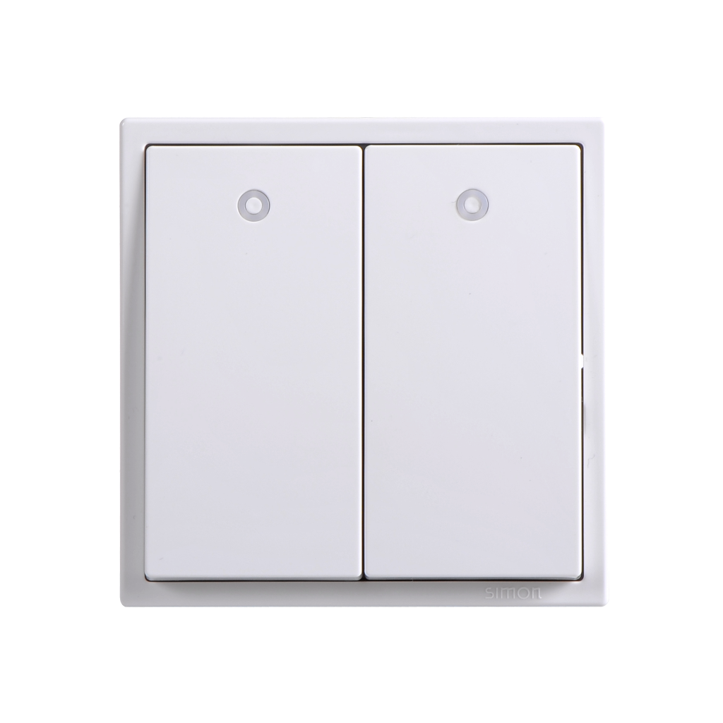 Module Công Tắc Đôi 2 Chiều Vuông Màu Trắng Có Đèn Led Simon I7 - 701024