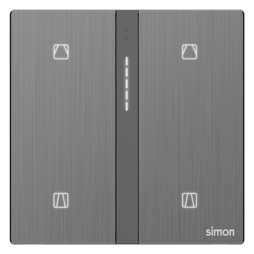 Bộ Công Tắc Rèm Đôi Thông Minh Simon M7 Metal Smart Màu Xám - 66E8014MTY-2B