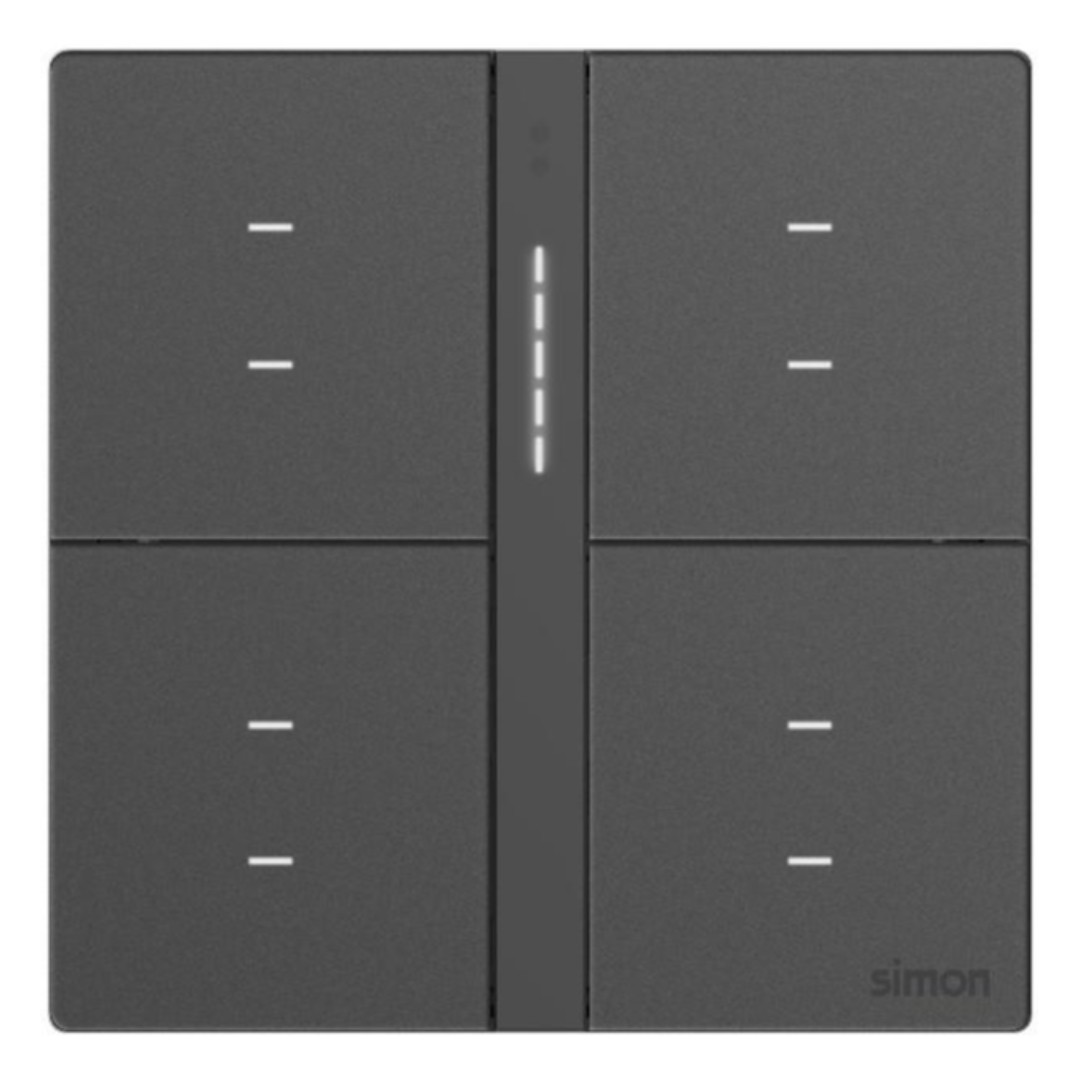 Bộ Công Tắc Bối Cảnh Tám Thông Minh Simon M7 Gem Smart Màu Xám - 66E8025GTY-4D