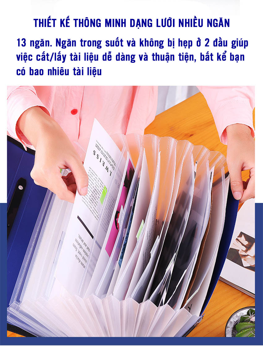 Cặp Đựng Hồ Sơ Tài Liệu 13 Ngăn Khổ A4 TL1003