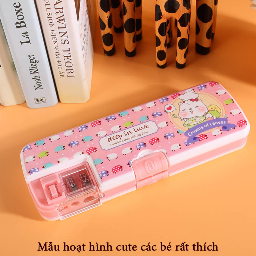 Hộp Bút Học Sinh Dễ Thương 2 Tầng 2 Đầu Gọt NS16
