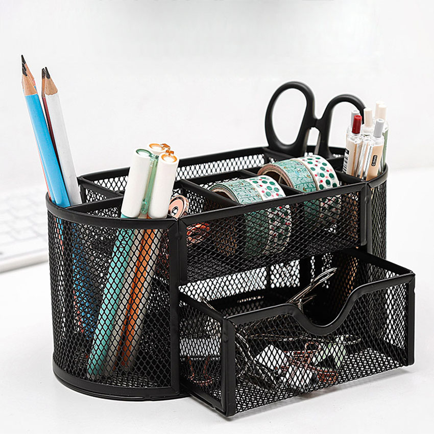 Hộp Đựng Bút Viết Văn Phòng Phẩm Để Bàn Bằng Thép NS12