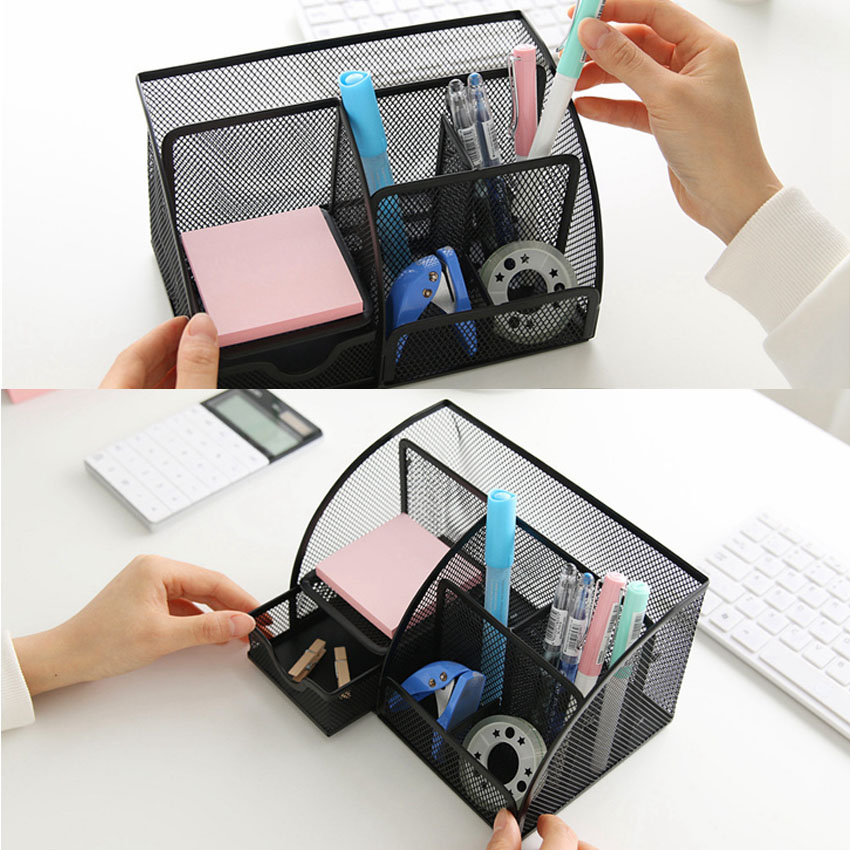 Hộp Đựng Bút Viết Văn Phòng Phẩm Để Bàn Bằng Thép NS06