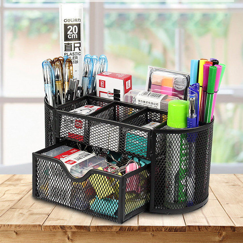 Hộp Đựng Bút Viết Văn Phòng Phẩm Để Bàn Bằng Thép NS12