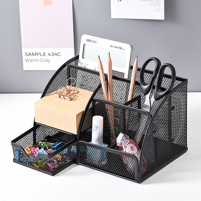 Hộp Đựng Bút Viết Văn Phòng Phẩm Để Bàn Bằng Thép NS06