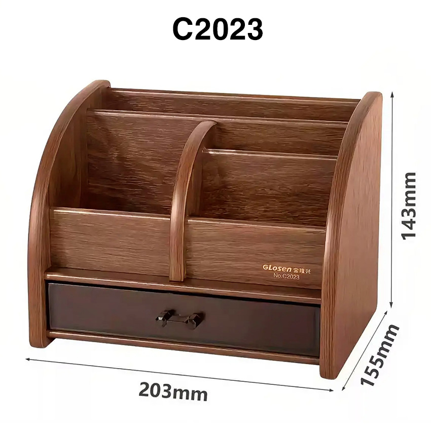 Hộp Đựng Bút Viết Văn Phòng Phẩm Để Bàn Bằng Gỗ C23