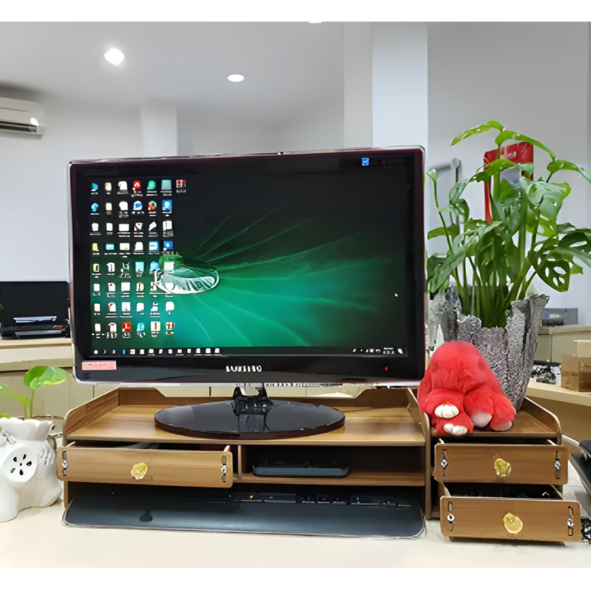 Kệ Để Màn Hình Máy Tính Có Hộc Bàn Phím Ngăn Kéo KM02