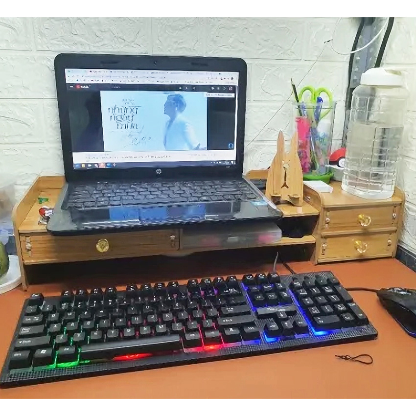 Kệ Để Màn Hình Máy Tính Có Hộc Bàn Phím Ngăn Kéo KM02