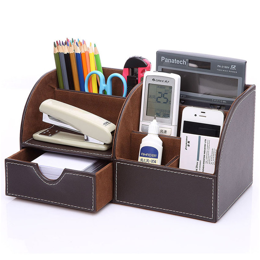 Hộp Đựng Bút Viết Văn Phòng Phẩm Để Bàn Bọc Da NS10