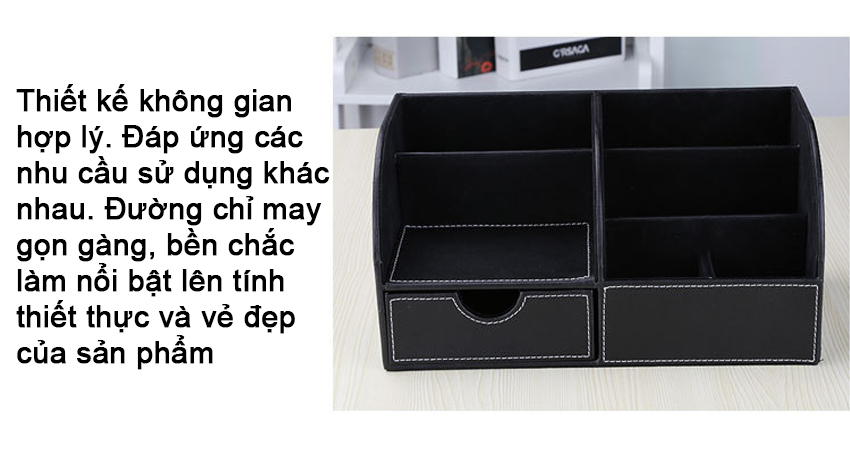 Hộp Đựng Bút Viết Văn Phòng Phẩm Để Bàn Bọc Da NS10