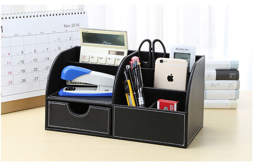 Hộp Đựng Bút Viết Văn Phòng Phẩm Để Bàn Bọc Da NS10