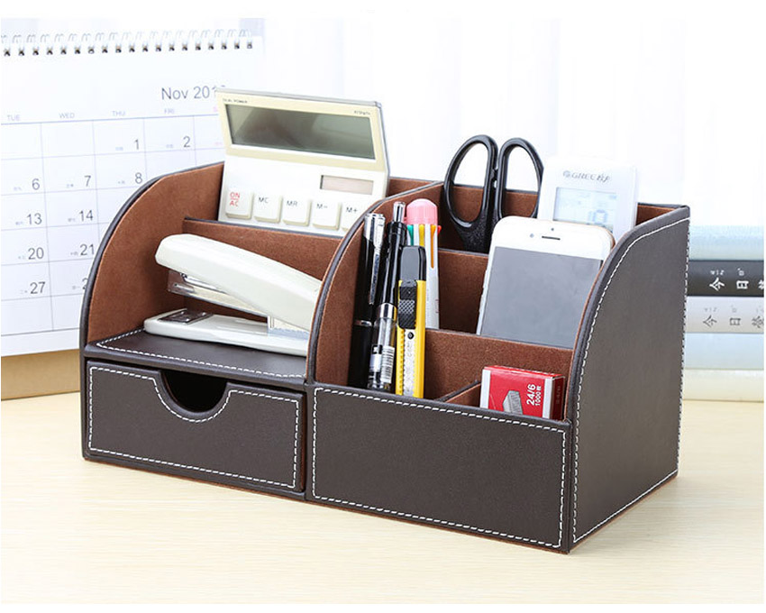 Hộp Đựng Bút Viết Văn Phòng Phẩm Để Bàn Bọc Da NS10