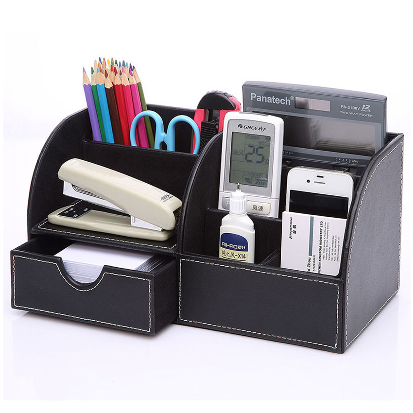 Hộp Đựng Bút Viết Văn Phòng Phẩm Để Bàn Bọc Da NS10