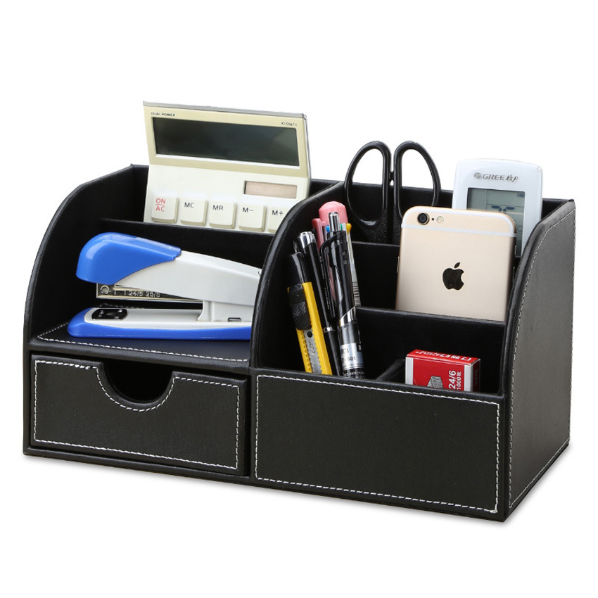 Hộp Đựng Bút Viết Văn Phòng Phẩm Để Bàn Bọc Da NS10