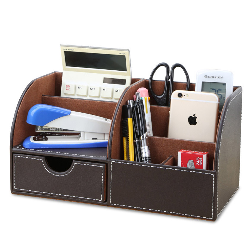 Hộp Đựng Bút Viết Văn Phòng Phẩm Để Bàn Bọc Da NS10