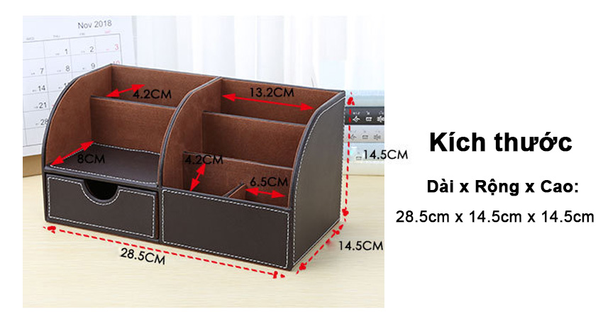 Hộp Đựng Bút Viết Văn Phòng Phẩm Để Bàn Bọc Da NS10