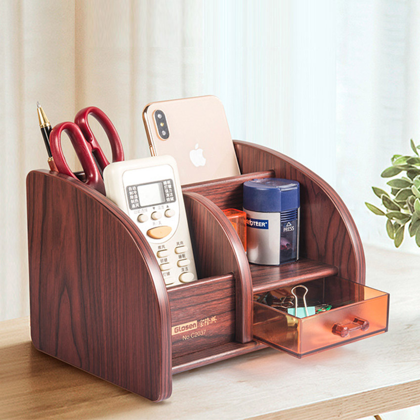Hộp Đựng Bút Viết Văn Phòng Phẩm Để Bàn Bằng Gỗ C37