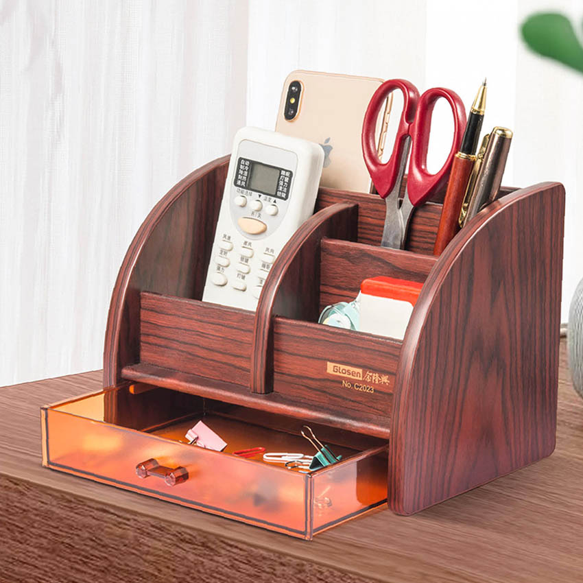 Hộp Đựng Bút Viết Văn Phòng Phẩm Để Bàn Bằng Gỗ C23