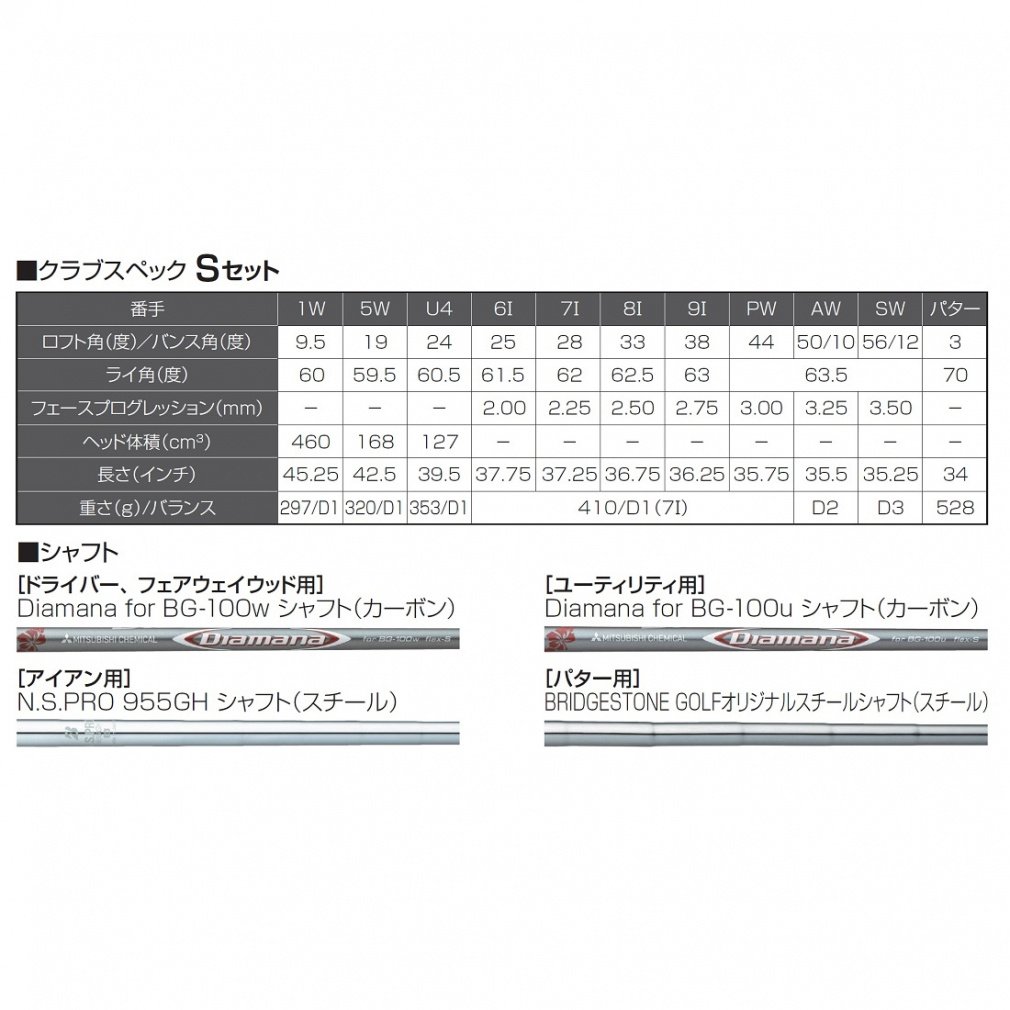 BRIDGESTONE GOLF Club Set BSG BG-100 Club Set