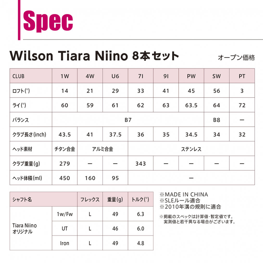 Set gậy golf Wilson Tiara Niino 2024 for Ladies