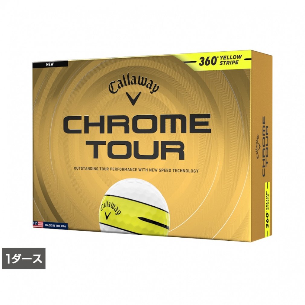 Callaway Golf Ball 1 Dozen CHROME TOUR 360° YELLOW STRIPE 7193852544