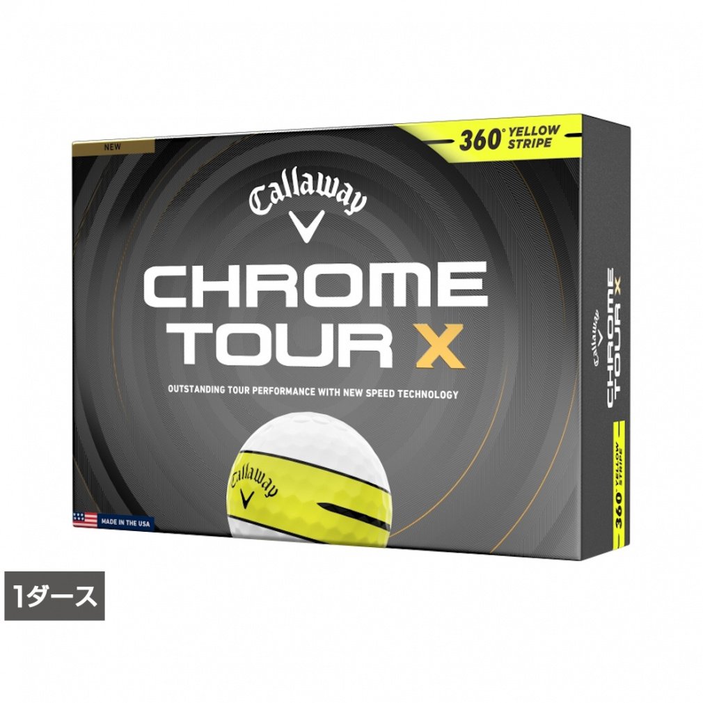 Callaway Golf Ball 1 Dozen CHROME TOUR X 360° YELLOW STRIPE 7193852568
