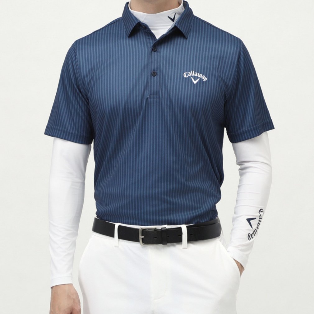 Callaway Men's Golf Wear Stripe Print Pique Set Shirt 6217564081