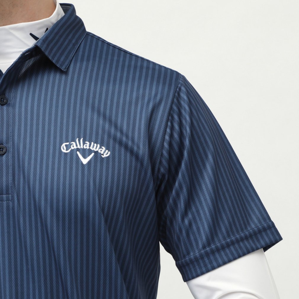 Callaway Men's Golf Wear Stripe Print Pique Set Shirt 6217564081