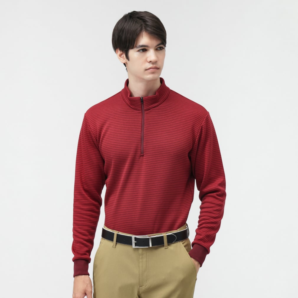 TIGORA Men's Golf Wear +5°C iHEAT Patterned Half-Zip Shirt TR-1L1535Z-HBO