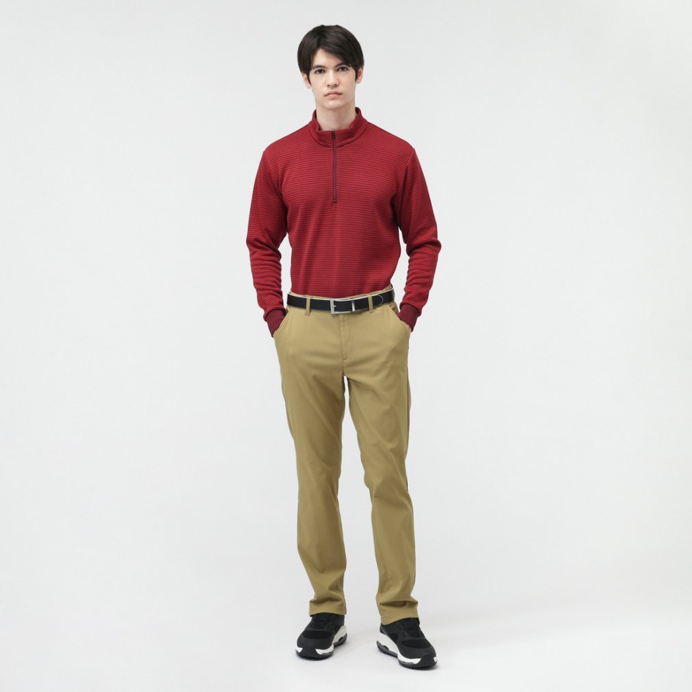 TIGORA Men's Golf Wear +5°C iHEAT Patterned Half-Zip Shirt TR-1L1535Z-HBO