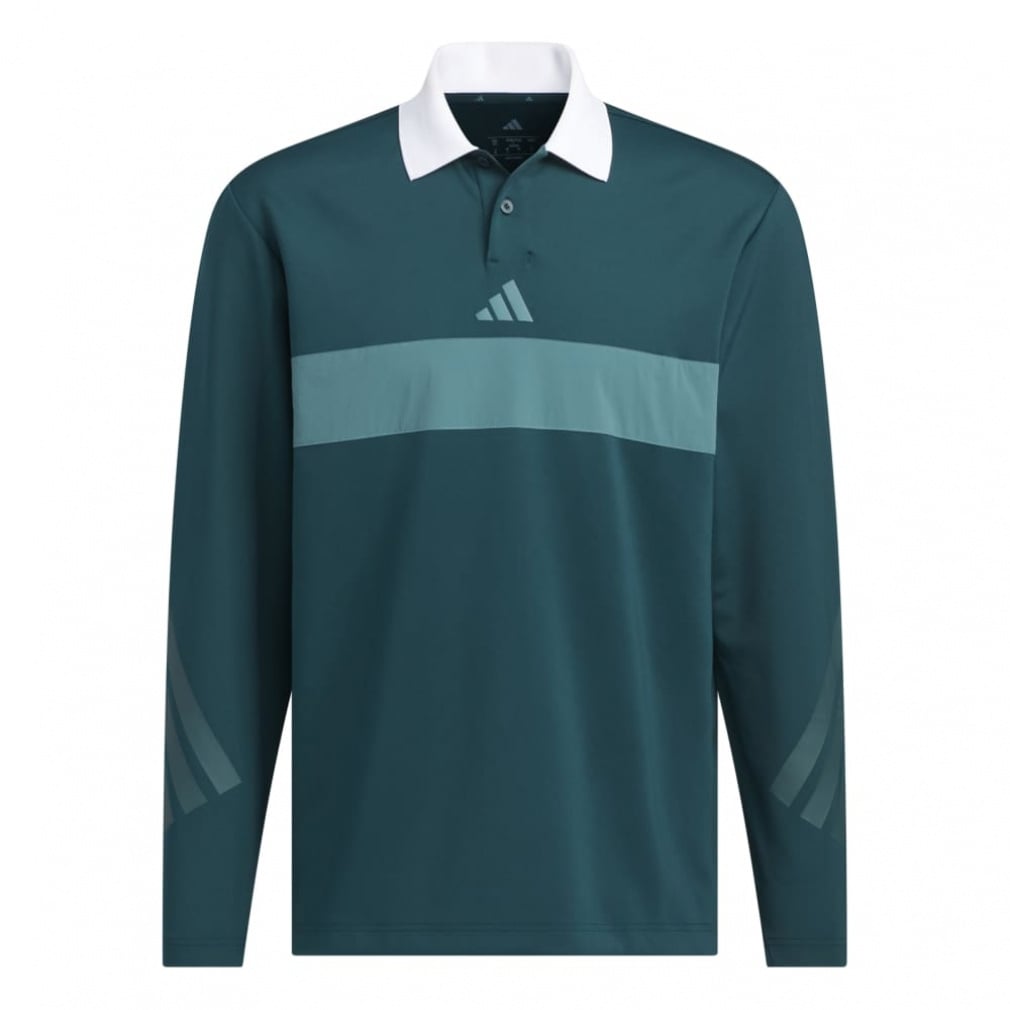 adidas Men's Golf Wear Beyond The Course Color Block Long Sleeve Polo Shirt JM9581