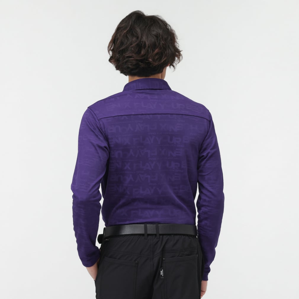 PING Men's Golf Wear Logo Jacquard Long Sleeve Polo Shirt 6215261900
