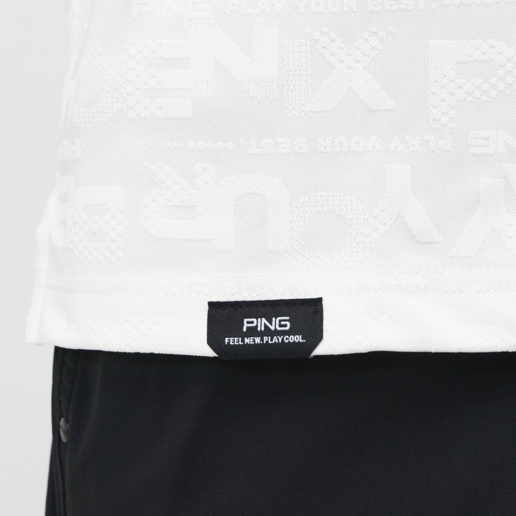 PING Men's Golf Wear Logo Jacquard Long Sleeve Polo Shirt 6215261900