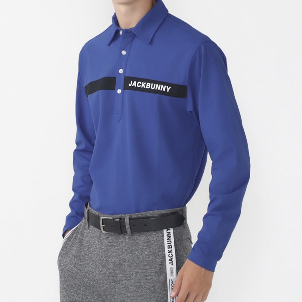 Jack Bunny Men's Golf Wear Mesh Ponte Long Sleeve Polo Shirt 2624261919