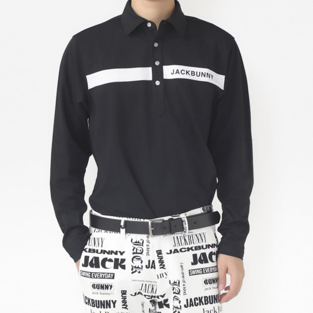 Jack Bunny Men's Golf Wear Mesh Ponte Long Sleeve Polo Shirt 2624261919