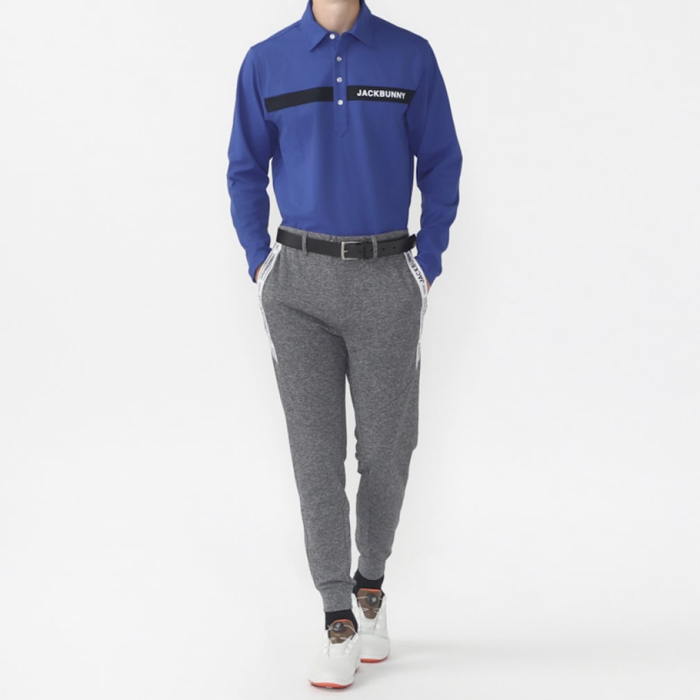 Jack Bunny Men's Golf Wear Mesh Ponte Long Sleeve Polo Shirt 2624261919