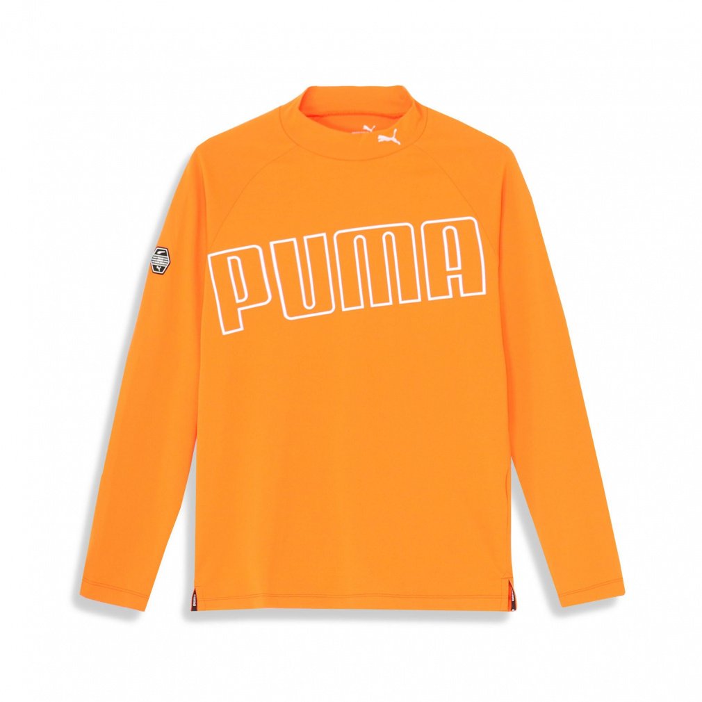 PUMA Men's Golf Wear Stretch Pique Big Logo LS Mock 624917