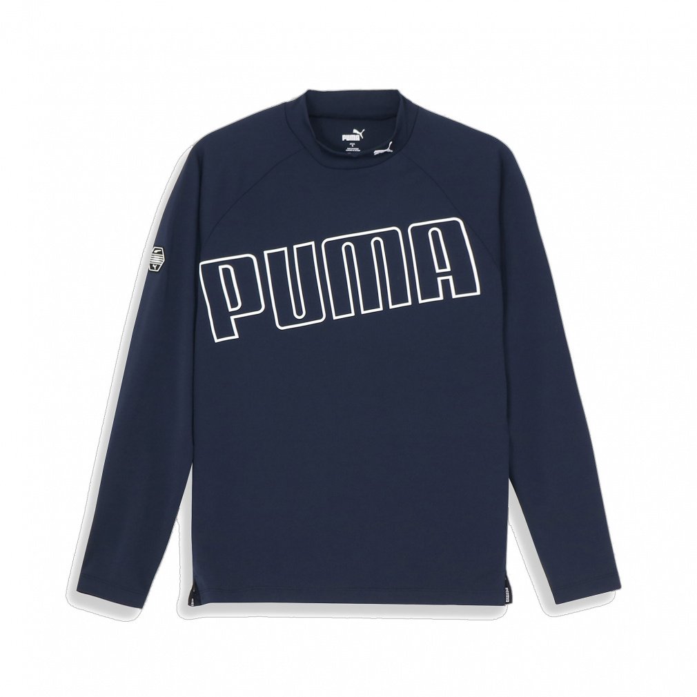 PUMA Men's Golf Wear Stretch Pique Big Logo LS Mock 624917