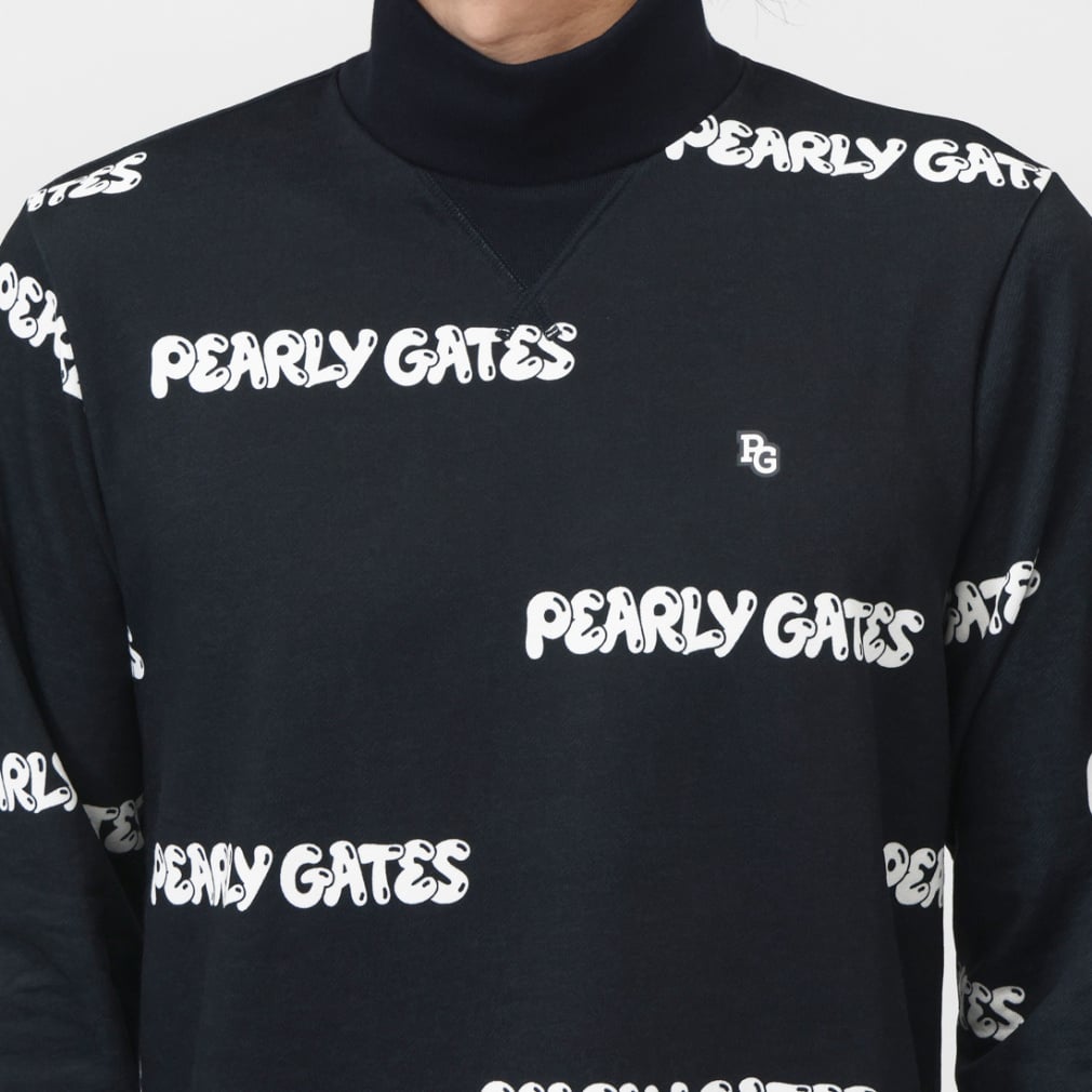 PEARLY GATES Men's Golf Wear C Sorona French Terry Long Sleeve High Neck Cut and Sewn Puffy Logo Pattern 0536166019